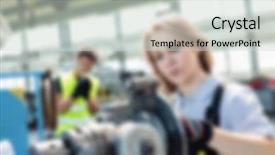  Presentation with manufacturing apparel - Audience pleasing PPT layouts consisting of industrial manufacturing blurred background concept backdrop and a  colored foreground