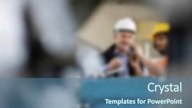  Presentation with manufacturing - Beautiful PPT layouts featuring industrial manufacturing blurred background concept backdrop and a  colored foreground