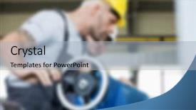  Presentation with manufacturing - Audience pleasing slide deck consisting of industrial manufacturing blurred background concept backdrop and a  colored foreground