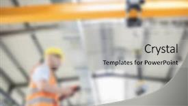  Presentation with manufacturing - Slide set consisting of industrial manufacturing blurred background concept background and a  colored foreground