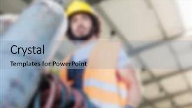  Presentation with manufacturing - Slide set enhanced with industrial manufacturing business blurred background background and a light blue colored foreground