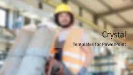  Presentation with manufacturing - Slide set having industrial manufacturing business blurred background background and a  colored foreground