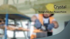  Presentation with manufacturing - Beautiful slide set featuring industrial manufacturing business blurred background backdrop and a  colored foreground