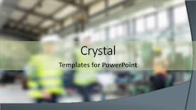  Presentation with manufacturing - Cool new slide set with industrial manufacturing business blurred background backdrop and a  colored foreground