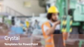  Presentation with manufacturing - Amazing presentation theme having industrial manufacturing business blurred background backdrop and a  colored foreground