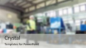  Presentation with manufacturing - Beautiful presentation design featuring industrial manufacturing business blurred background backdrop and a light gray colored foreground