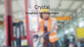  Presentation with manufacturing - Audience pleasing presentation design consisting of industrial manufacturing business blurred background backdrop and a  colored foreground