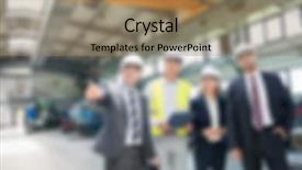  Presentation with manufacturing - Presentation design enhanced with industrial manufacturing business blurred background background and a coral colored foreground