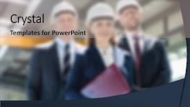  Presentation with manufacturing - Presentation theme with industrial manufacturing business blurred background background and a  colored foreground