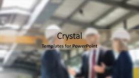  Presentation with manufacturing - Colorful presentation design enhanced with industrial manufacturing business blurred background backdrop and a  colored foreground