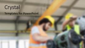  Presentation with manufacturing - Amazing presentation design having industrial manufacturing business blurred background backdrop and a  colored foreground