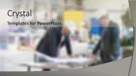  Presentation with manufacturing - Slide set having industrial manufacturing business blurred background background and a  colored foreground