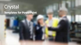  Presentation with manufacturing - Cool new presentation design with industrial manufacturing business blurred background backdrop and a gray colored foreground