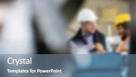  Presentation with manufacturing - Presentation theme enhanced with industrial manufacturing business blurred background background and a  colored foreground