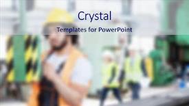  Presentation with manufacturing - Presentation theme consisting of industrial manufacturing business blurred background background and a  colored foreground