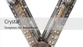  Presentation with letter - Slide set enhanced with industrial metal alphabet letter v background and a light gray colored foreground