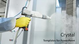  Presentation with corrosion - Colorful theme enhanced with industrial metal coating man backdrop and a light gray colored foreground