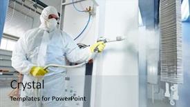  Presentation with corrosion - Presentation theme featuring industrial metal coating man background and a light blue colored foreground