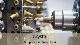  Presentation with industrial - PPT theme featuring nacc - industrial metal work machining cutting background and a mint green colored foreground