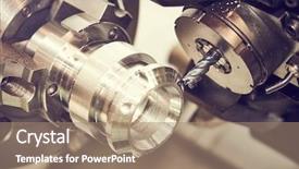  Presentation with industrial engineering - PPT layouts consisting of industrial metalworking cutting process background and a coral colored foreground