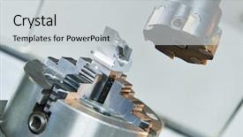  Presentation with manufacturing process - Cool new theme with industrial metalworking cutting process backdrop and a light gray colored foreground