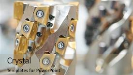  Presentation with milling machine - Cool new PPT layouts with industrial milling metal cutting tool backdrop and a coral colored foreground