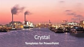  Presentation with pipe line - Amazing presentation design having oil field pipe line - beautiful sunset in the harbor backdrop and a gray colored foreground