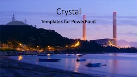  Presentation with power industry - Slide set enhanced with oil field pipe line - night of petrochemical industry power background and a light blue colored foreground