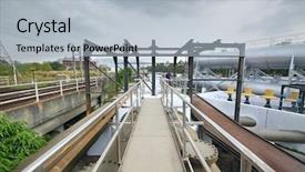  Presentation with steel industry - PPT layouts with oil field pipe line - steel path at outdoor industry background and a light gray colored foreground