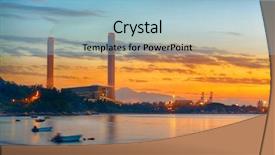  Presentation with pipe line - Beautiful presentation theme featuring oil field pipe line - sunset of petrochemical industry power backdrop and a light blue colored foreground