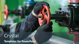  Presentation with industrial valve - Beautiful presentation theme featuring industrial-oil-service-and-mantenance backdrop and a ocean colored foreground