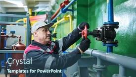  Presentation with industrial valve - PPT theme with industrial-oil-service-and-mantenance background and a ocean colored foreground