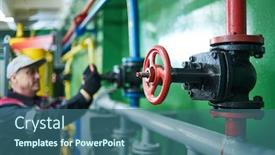  Presentation with industrial valve - Amazing slide set having industrial-oil-service-and-mantenance backdrop and a ocean colored foreground