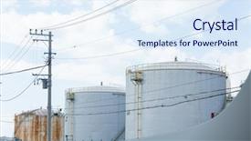  Presentation with oil tanks - Colorful PPT layouts enhanced with industrial oil tanks backdrop and a sky blue colored foreground