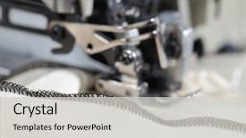  Presentation with industrial machine - Audience pleasing PPT theme consisting of industrial overlocker sewing machine backdrop and a light gray colored foreground