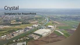  Presentation with industrial park - Slide set consisting of industrial park - image of a landing background and a light blue colored foreground