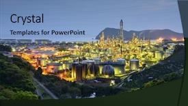  Presentation with industrial park - PPT theme having industrial park - oil refineries in wakayama japan background and a teal colored foreground