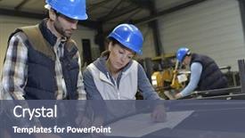  Presentation with factory - Amazing theme having industrial people meeting together backdrop and a gray colored foreground