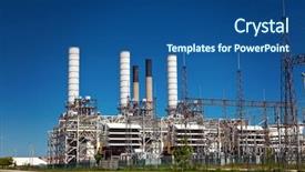  Presentation with petroleum refinery - Amazing slide set having industrial petroleum refinery plant smokestacks backdrop and a ocean colored foreground