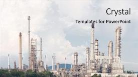  Presentation with oil refinery - PPT theme with industrial pipes - panorama of oil refinery plant background and a light gray colored foreground