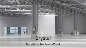  Presentation with empty - Cool new slides with industrial plant - large modern empty storehouse backdrop and a light gray colored foreground