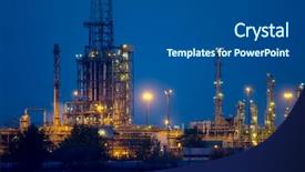 Presentation with oil refinery - Slide set featuring industrial plant - oil refinery structures at night background and a ocean colored foreground
