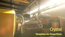  Presentation with machine motor - Amazing slide deck having industrial plant and huge machine backdrop and a  colored foreground