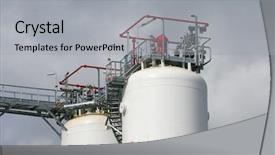  Presentation with oil refinery - Beautiful PPT theme featuring industrial plant at an oil backdrop and a light gray colored foreground