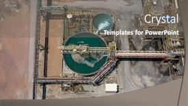  Presentation with water plant - PPT theme enhanced with industrial-plant-with-circular-reservoirs background and a gray colored foreground