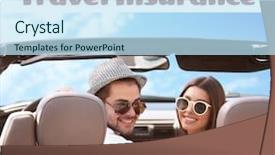  Presentation with insurance - Presentation theme featuring industrial policy - travel insurance concept young couple background and a  colored foreground