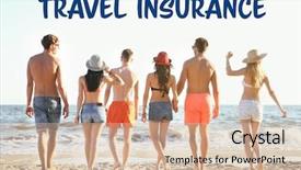  Presentation with life insurance concept leaflets - Slides consisting of industrial policy - travel insurance concept young people background and a  colored foreground