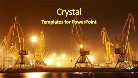  Presentation with port - PPT theme having industrial port at night background and a wine colored foreground