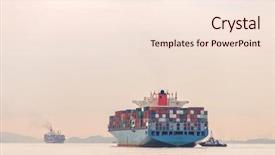  Presentation with container port - Presentation theme featuring industrial port with container ship background and a lemonade colored foreground