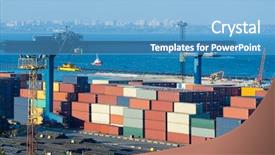  Presentation with container port - Presentation design consisting of industrial port with containers background and a teal colored foreground